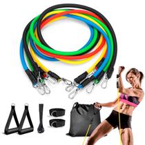Kit Elástico Extensor 11 Itens Musculação Funcional Fisioterapia Treino Em Casa
