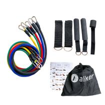 Kit Elástico Extensor 11 Itens Treino em casa Academia Yoga Pilates Funcional Fisioterapia Alongamento
