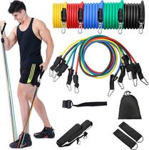 Kit Elástico Extensor 11 Peças Exercicio Funcional Até 100 libras Academia Pilates
