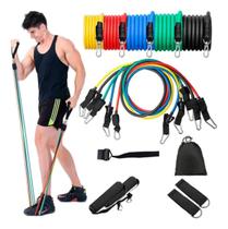 Kit Elástico Extensor 11 Peças Exercício Funcional E Treino