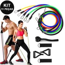 Kit Elástico Extensor 11 Peças Funcional Musculação Fitn