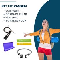 Kit Elástico Extensor + Corda + Tapete de Yoga + 2 Mini Band Ahead Colorido