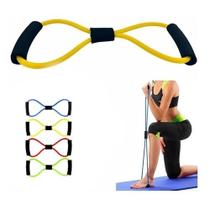 Kit Elastico Extensor de Tensão Nivel Médio Formato 8 Para Exercício + 11 Pçs/Conjunto Faixa de Resistência Elástica para Ginástica/Exercícios/Yoga / Faixa de Borracha Fitness/10 a 50LB
