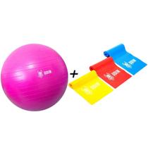 Kit Elastico Extensor Musculação E Bola Pilates 55 Odin Fit