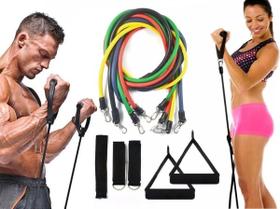 Kit Elástico Extensor Musculação Treino Funcional Exercícios