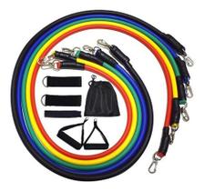 Kit Elástico Extensor Treinamento Pilate Fitness Bands Power Kit Elástico Extensor Treinamento Pilate Fitness Bands Power