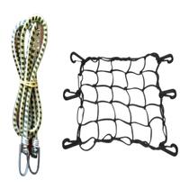 Kit Elástico Grosso Gancho de Ferro 1,5M Com Rede Elástica Para Moto bicicleta 35x35