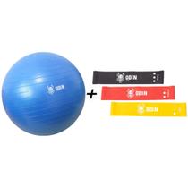 Kit Elastico para Exercicios + Bola Pilates 75 cm Odin Fit
