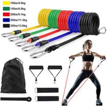 Kit Elástico Para Treino Exercícios Malhar Musculação Em Casa Fortalecimento Muscular