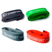 Kit Elástico Power Band 4 Intensidades de Resistência para Treino Funcional Pilates e Exercício Funcional Kit Elástico Power Band 4 Intensidades de Resistência para Treino Funcional Pilates e Exercício Funcional