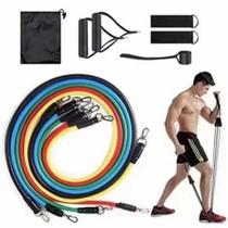 Kit Elástico Treino Extensor 11 Itens Fisioterapia Yoga Exercícios Ginástica Fitnes 10 a 50LB