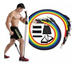 Kit Elásticos Musculação 11 Peças Funcional Pilates