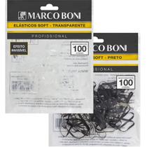 Kit elasticos soft penteados transparente e preto marco boni
