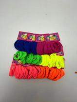 Kit Elásticos Xuxinha Rabicó Chuchinha Tipo Meia Cabelo 2opç Kit 72 Neon Colorida