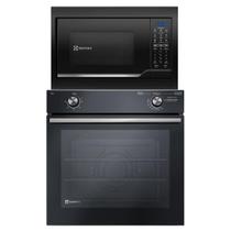 Kit Electrolux de Embutir Forno a Gás 80 Litros com PerfectCook e Micro Ondas 34 Litros com Painel Digital e Função Tira Odor Preto