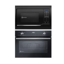 Kit Electrolux de Embutir Forno Elétrico 50L Efficient com PerfectCook360 Preto e Micro ondas 34L Preto com Painel Digital e e Função Tira odor 220V