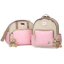 Kit Elegance Bolsa Média Maternidade Bebe Mochila + Trocador