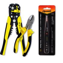 Kit Eletrica 3pçs Chave Medidor de Tomada Alicate Decapador e Diagonal