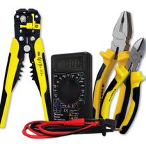 Kit Eletrica 4 Peças Multimetro E Alicates