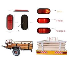 Kit Elétrica Lanterna Led Bivolt 12V 24V Para Carretinhas Reboque Trailers