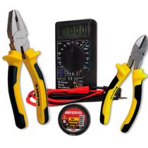 Kit Eletrica Multimetro Alicates Universal/diagonal Fita 3m