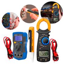 Kit Eletricista 3 Peças Multímetro Alicate Detector Tensão Kit Eletricista 3 Peças Multímetro Alicate Detector Tensão