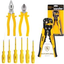 Kit Eletricista Alicates Descascador Fio Universal Corte Diagonal Isolado 8 Kit Eletricista Alicates Descascador Fio Universal Corte Diagonal Isolado 8