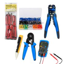 Kit Eletricista Completo Conjunto Profissional Alicate Terminal Conectores