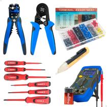 Kit Eletricista Profissional Completo Alicate Terminais