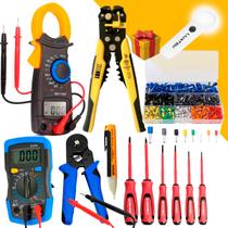 Kit Eletricista Profissional Completo Peças com Lupa Led