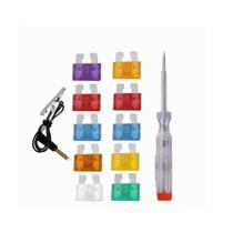 Kit Elétrico 10 Fusíveis Para Carro Automotivo E Chave Teste Kit Elétrico 10 Fusíveis Para Carro Automotivo E Chave Teste