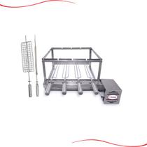 Kit Elétrico Giratório para Churrasqueira Gira 4 Espetos + 1 Espeto Espada + 1 Espeto Grelha