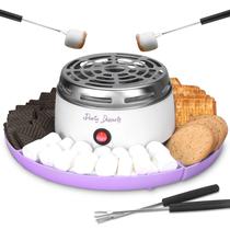 Kit Elétrico para Fazer S'mores Party Desserts, Aparelho de Marshmallow para Uso Interno, Estação de S'mores com 4 Bandejas Compartimentadas e Garfos, Presente Ideal para Adultos e Crianças em Festas e Feriados (Lavanda)
