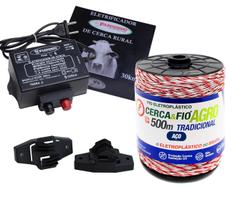 Kit Eletrificador Cerca Elétrica + Fio 500m + 100 Isolador W