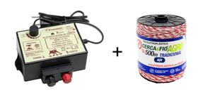 Kit Eletrificador Cerca Elétrica Rural Gado e Fio 500m 30km