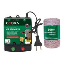 Kit Eletrificador Cerca Rural 30km BV + Cabo 500m - Cobra