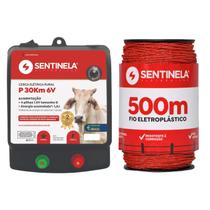 Kit Eletrificador Cerca Rural A Pilha 6v 30km + Cabo 500m - Sentinela