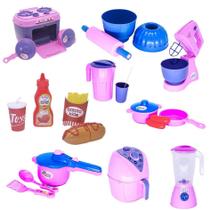 Kit Eletro Brinquedo Menina Cozinha Panela Lanche 22 Peças