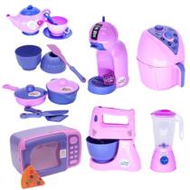 Kit Eletro Menina Brinquedo Cafeteria Batedeira Cozinha 17pç Kit Eletro Menina Brinquedo Cafeteria Batedeira Cozinha 17pç