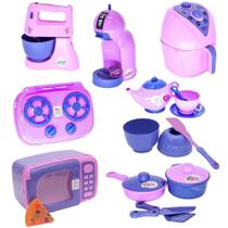 Kit Eletro Menina Brinquedo Cafeteria Batedeira Cozinha 18Pç