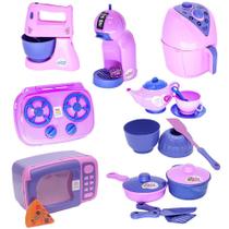 Kit Eletro Menina Brinquedo Cafeteria Batedeira Cozinha 18pç