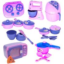 Kit Eletro Menina Brinquedo Panela Batedeira Cozinha 18pç