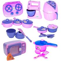 Kit Eletro Menina Brinquedo Panela Batedeira Cozinha 18Pç