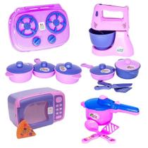 Kit Eletro Menina Brinquedo Panelas Batedeira Cozinha 14Pç