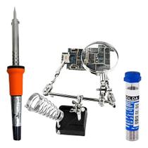 Kit Eletronica Ferro De Solda Soldador Estanho Lupa Gar 127V