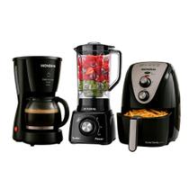 Kit Eletros 03: Fritadeira Air Fryer, Liquidificador e Cafeteira Mondial