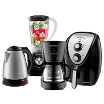 Kit Eletros 04: Fritadeira Air Fryer, Liquidificador, Cafeteira e Chaleira Mondial Kit Eletros 04: Fritadeira Air Fryer, Liquidificador, Cafeteira e Chaleira Mondial