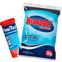 Kit Elevador de Dureza Cálcica Com Fita Teste 4 em 1 Hidroall Piscinas 5kg