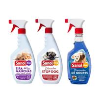 Kit Elimina Manchas + Odores + Educador Stop Dog Sanol Dog
