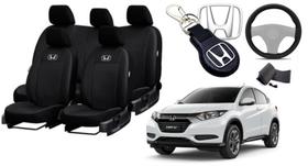 Kit Elite Couro Bancos Honda HR-V 2015-2024 + Volante + Chaveiro